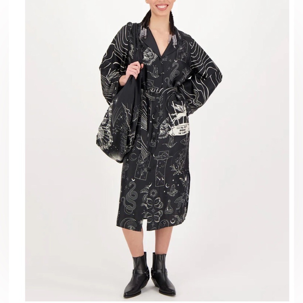 Me369 NOVA Kimono Fly Me to the Moon Maxi Midi Dress Francine Love size medium